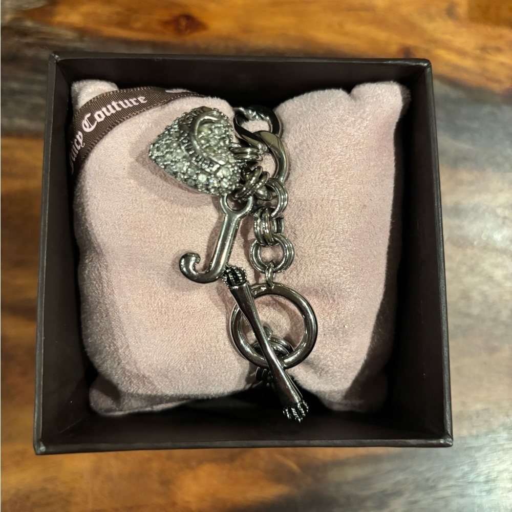 Juicy Couture Silver Charm Chain Link Bracelet